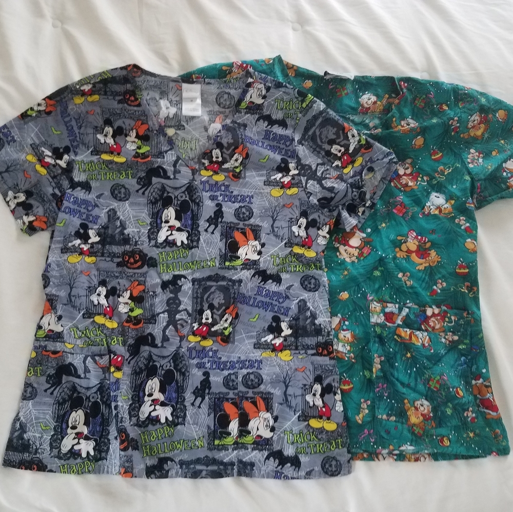 2 SEASONAL SCRUB TOPS